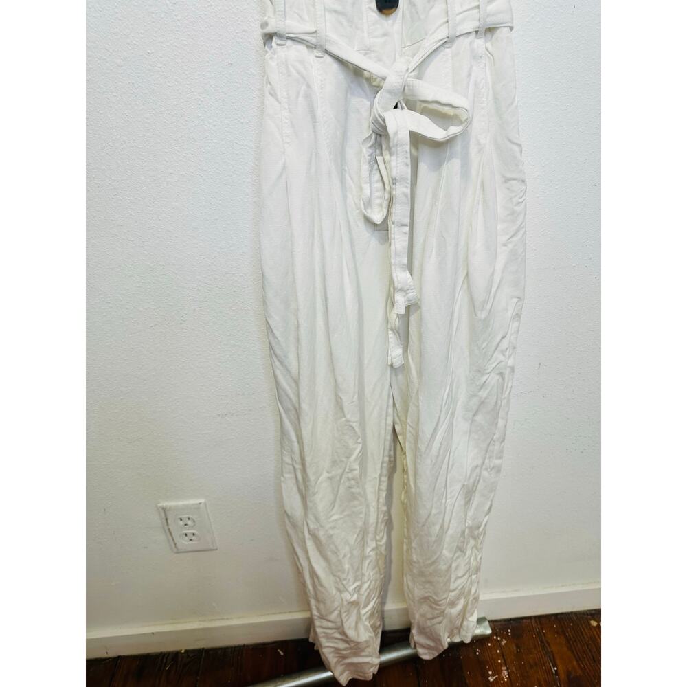 REISS Women's White Collared Front Button Belted Wide Leg Jumpsuit Size US 2 - Picture 5 of 14